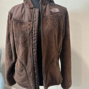 North Face Zip Fleece Hoodie Jacket Brown, Medium